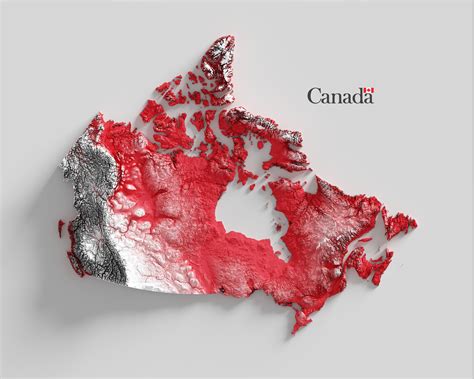 Oh Canada I Made A Shaded Relief Map With Our Flag Colours Rcanada