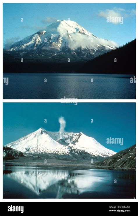 Mount St Helens Before And After 1980 Eruption Stock Photo Alamy