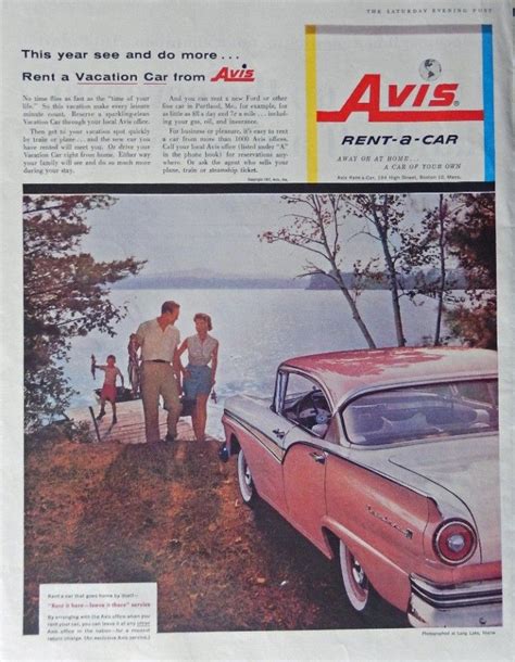 1957 Ford Fairlane 500 50 S Print Ad Color Illustration Avis Rent A Car