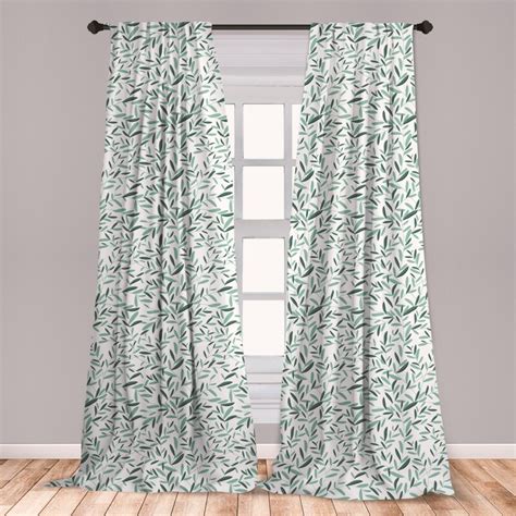 East Urban Home Ambesonne Sage Window Curtains Pattern With Leaves