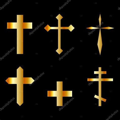 Golden Christian Crosses In Different Designs — Stock Vector © Shawlin