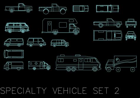 Specialty Vehicles Set 2 Autocad Blocks Construction Documents And