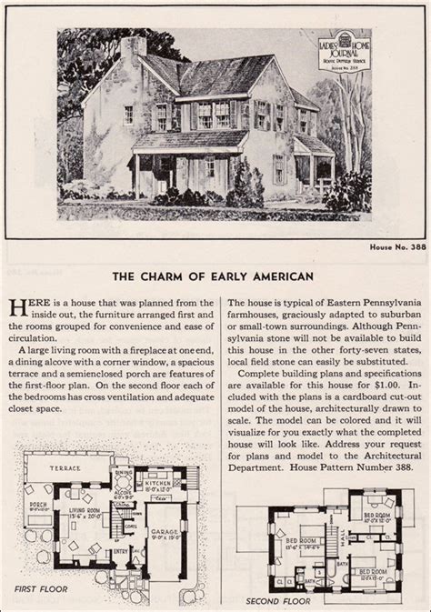 1935 American Stone House Plan Ladies Home Journal 1930s