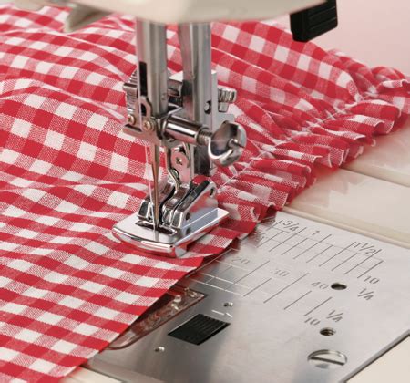 Janome Gathering Foot - easily create soft gathers in lightweight fabrics