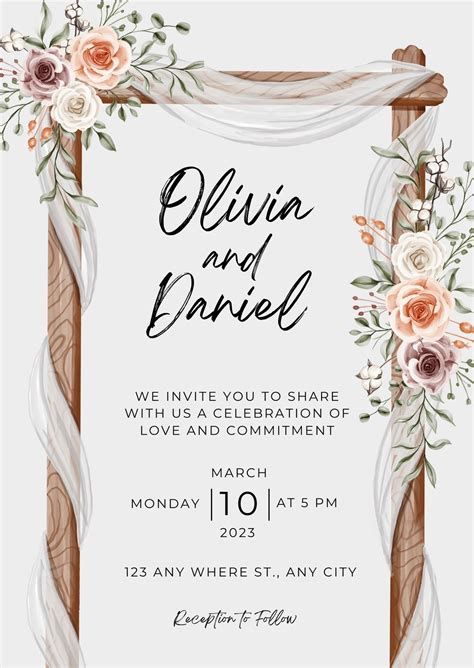 Free Custom Rustic Wedding Invitation Templates Canva Printable Blank