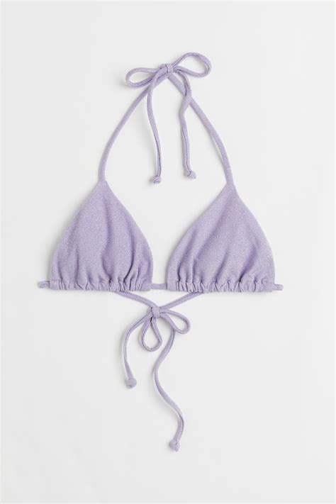 Triangle Bikini Top Light Purpleglitter Ladies Handm Us