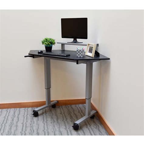A standing desk is only as good as your workstation setup. Luxor Adjustable Height Stand Up Corner Desk Silver and ...