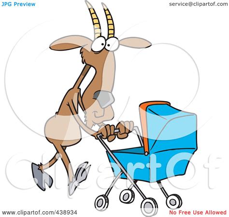 Royalty Free Rf Clip Art Illustration Of A Cartoon Nanny Goat Pushing