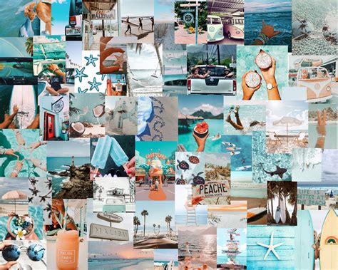 60 Beach Aesthetic Wall Collage Kit Digital Download Etsy