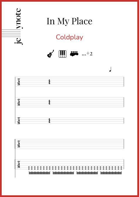 Partituras De Coldplay In My Place Guitarra Y Bajo Jellynote