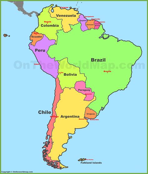 Capitals South America Map Armes