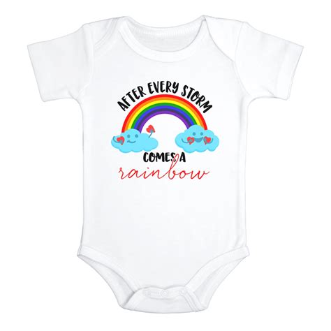 After Every Storm Comes A Rainbow Miracle Baby Onesies Bodysuit White