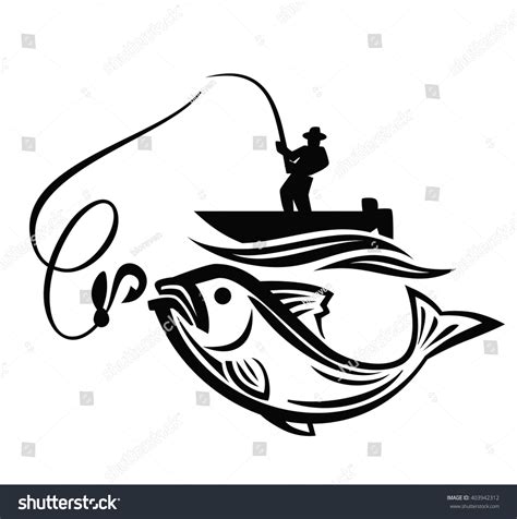 Download Vector Black Fisherman Icon On White Stock Vector 403942312 - Shutterstock