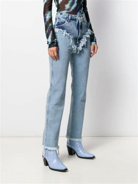 Natasha Zinko High Rise Raw Edge Jeans Farfetch Com Recycled Denim