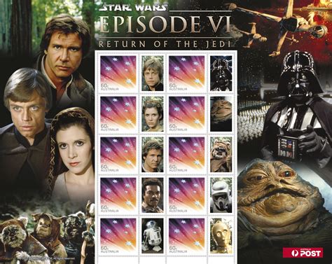 The Star Wars Postage Stamp Features Characters From Movies