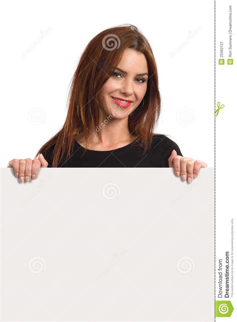 Beautiful Female Holding Blank Sign Stock Image Image Of Beauty