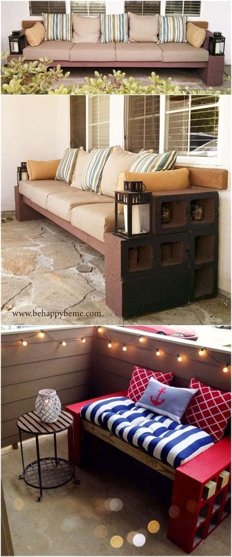 What a creative idea to make extra seating in the garden! 15 DIY Cheap Patio Bench Ideas From Concrete Blocks ...