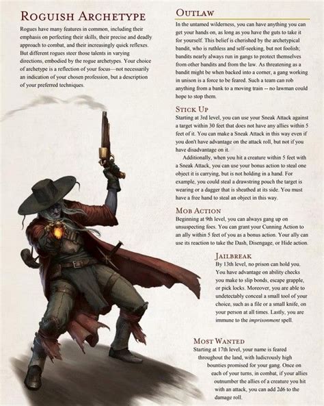 5e Rogue Archetype Outlaw Dungeons And Dragons Races Dungeons And
