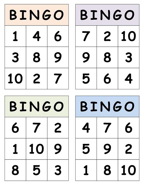 Cartelas De Bingo Com Os Números Até 10 Para A Educação Infantil Fa4
