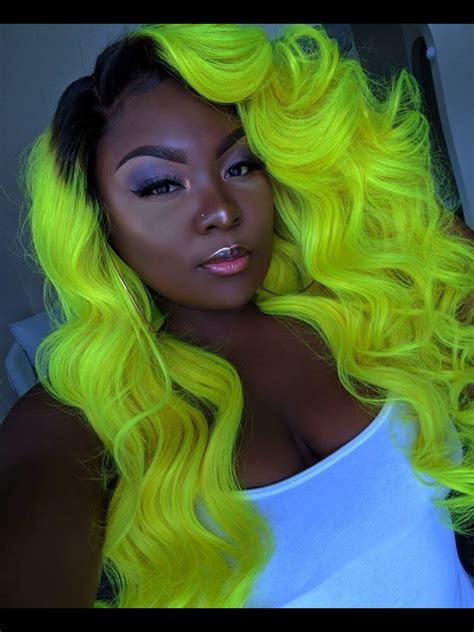 Lime Green Weave Yellow Hair Hair Color Curly Hair Styles
