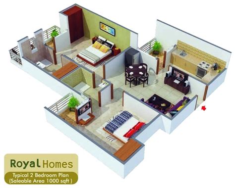 1000 Square Feet Home Plan With 2 Bedrooms Everyone Will Like Acha Homes
