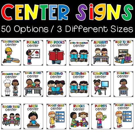 Classroom Center Signs Kreative In Kinder