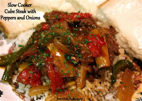 This venison steak recipe is cooked in the slow cooker with condensed soup and vegetables. Fleur de Lolly: Slow Cooker Cubed Steak with Peppers and ...
