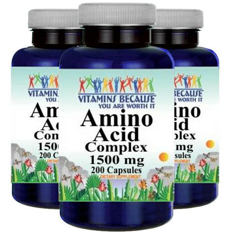 Amino Acid Complex 1500mg 13 Essential Amino Acids 3x200 Caps