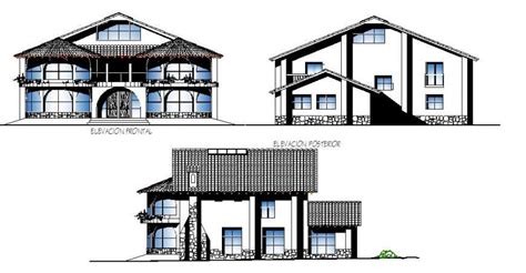 All Sided Elevation Details Of Luxuries Bungalow Dwg File Cadbull