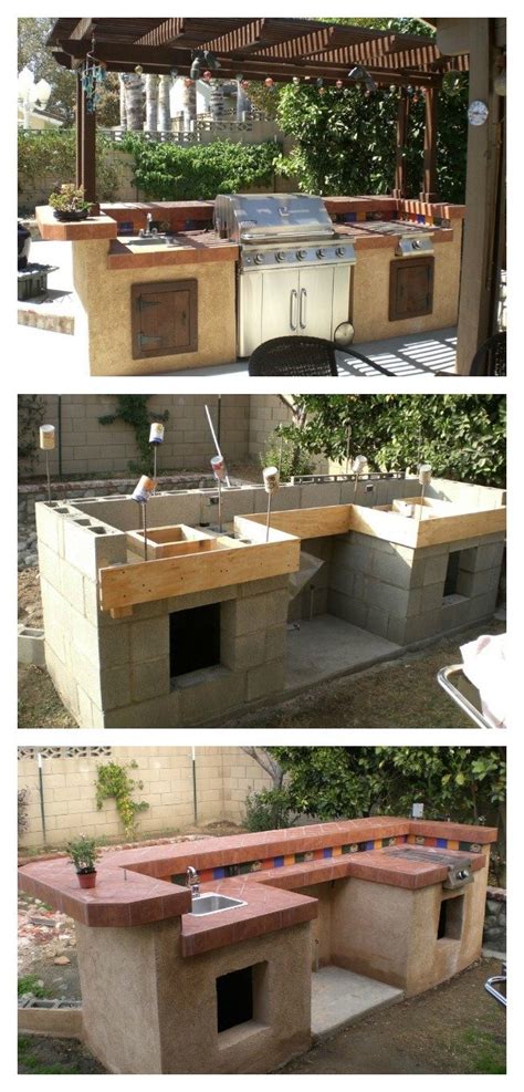 Portable outdoor bbq grills, stone barbecue ovens. DIY Concrete Cinder Blocks Outdoor Barbecue Kitchen