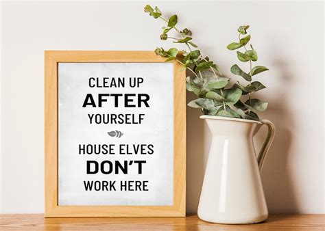Wall Art Print Funny Kitchen Quote Clean Up After Yourself Etsy