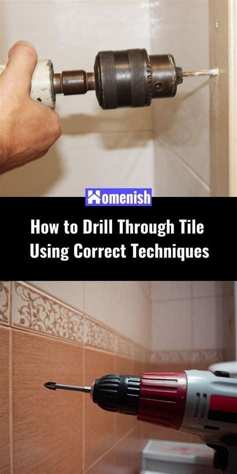 A Drill Is Being Used To Fix A Tile Wall With The Words How To Drill Through Tile Using Correct