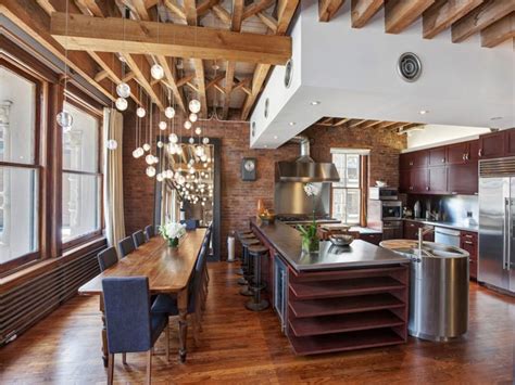 Contemporary Soho Loft With Exposed Brick And Wood Beams