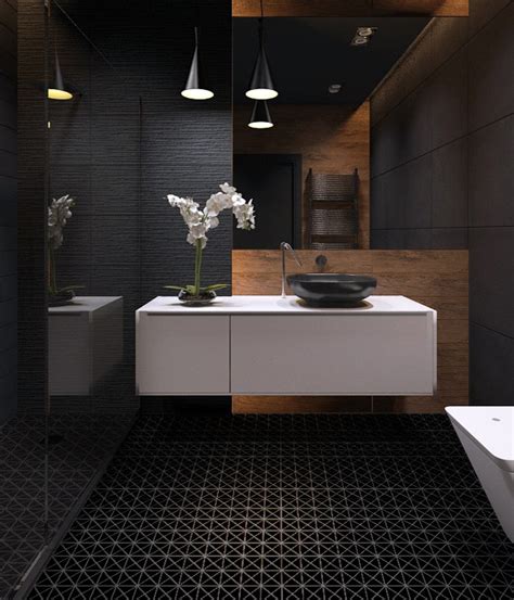 Modern Bathroom Floor Triangular Porcelain Mosaic Tile Modern Bathroom Orange County By