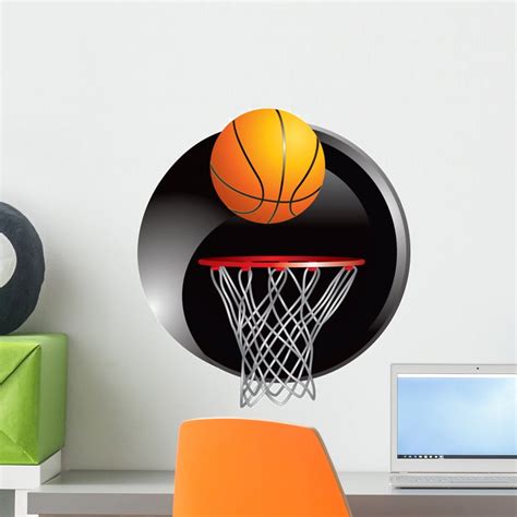 Basketball Going Into Hoop Wall Decal By Wallmonkeys Peel And Stick