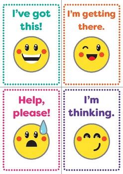 Emoji Themed Self Assessment Desk Cards By Professional Designer
