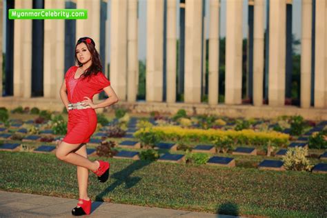 Myanmar Beautiful Girls Model Nang Khay Mo In Beautiful Red Mini Dress