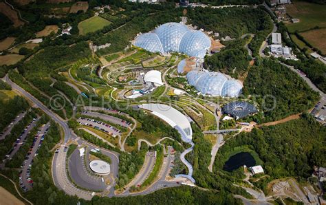 Aerial View The Eden Project Cornwall England Uk