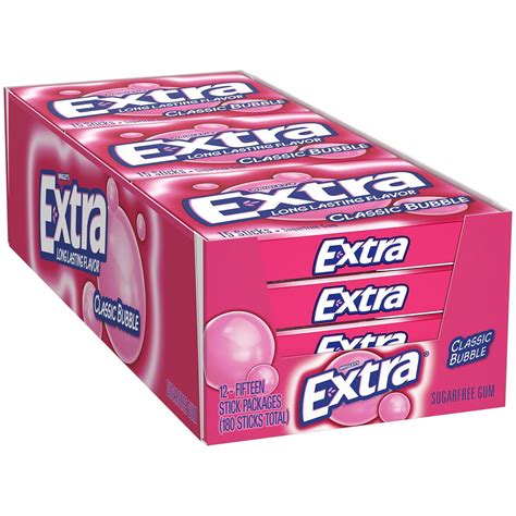Extra Classic Bubble Sugar Free Gum 15 Ct 12 Pks