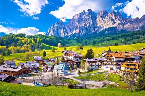 Alps Landscape In Cortina D Ampezzo Idyllic Mountain Peaks Of