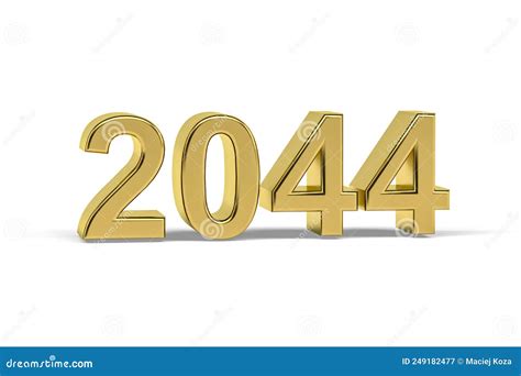 Golden 3d Number 2044 Year 2044 Isolated On White Background Stock