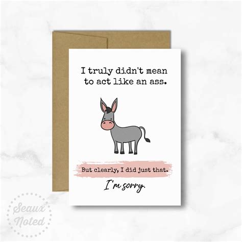 Funny Apology Card Im Sorry Greeting Card Acted Like An Etsy