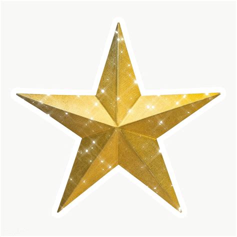 Sparkling Gold Star Sticker With White Border Free Image By Rawpixel