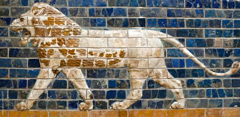 Glazed Brick Panel With Lion Details Of The Babylonian Ischtar Tor