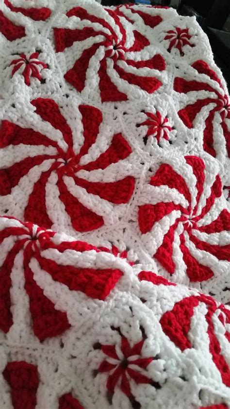 Peppermint Afghan Etsy Christmas Crochet Blanket Christmas Crochet