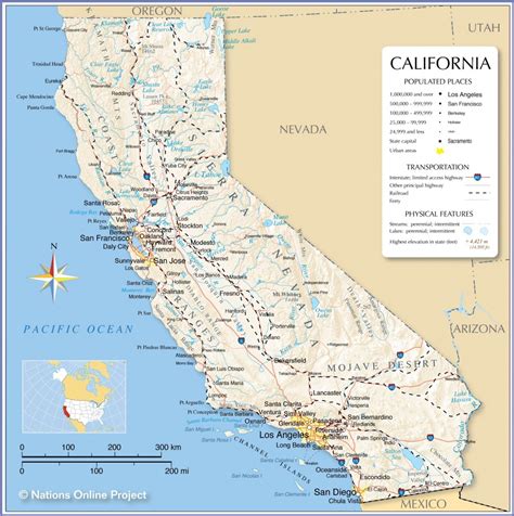 Reference Maps Of California Usa Nations Online Project California
