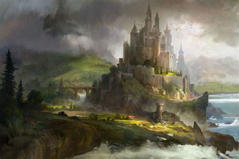 Artstation Castle Hongqi Zhang Fantasy Castle Fantasy Art Fantasy Landscape