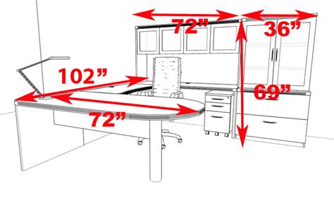 7pc Modern Contemporary U Shaped Executive Office Desk Set Ro Abd U30