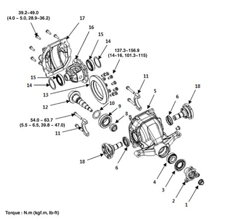 Hyundai Genesis Rear Differential Carrier Components And Components