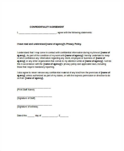 Free 9 Confidentiality Agreement Forms In Pdf Ms Word